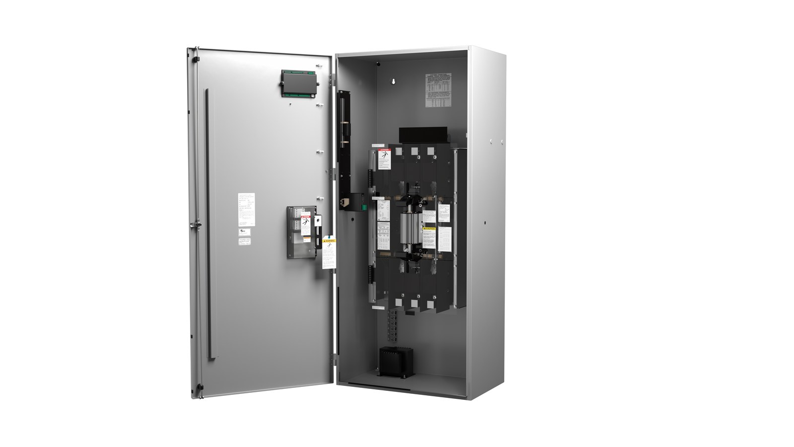 Cummins OTEC automatic transfer switch with the cabinet door open